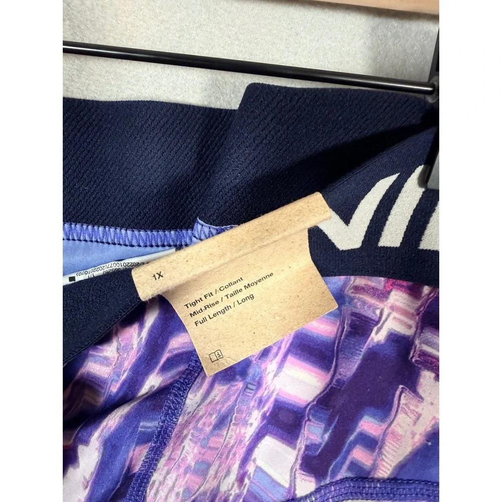 Nike Pro Dri-FIT Womens 1X Purple Abstract Glitch Print Training Legging‎